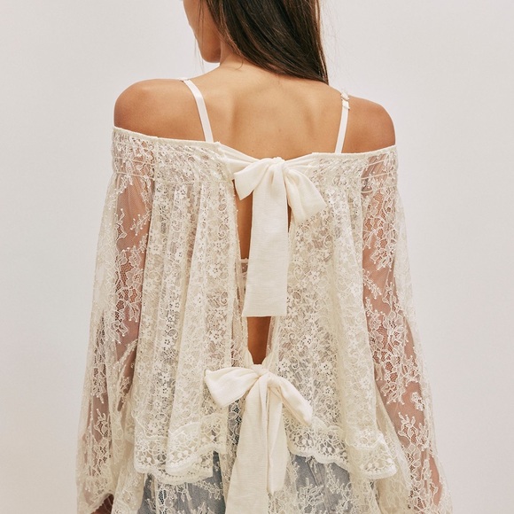Free People Lace Off-Shoulder Blouse - Cream - Picture 2 of 3
